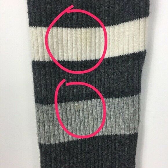 VTG Grunge Gray Striped Knit Mock Neck Sweater M - Picture 7 of 8